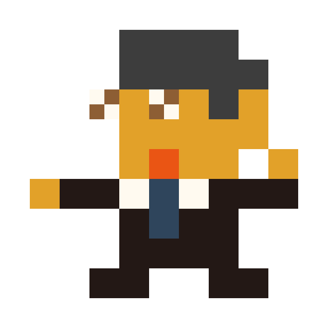 Hiroshi in a suit pixel images