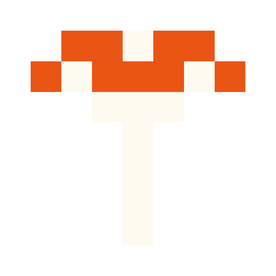 Red and flat mushrooms pixel images