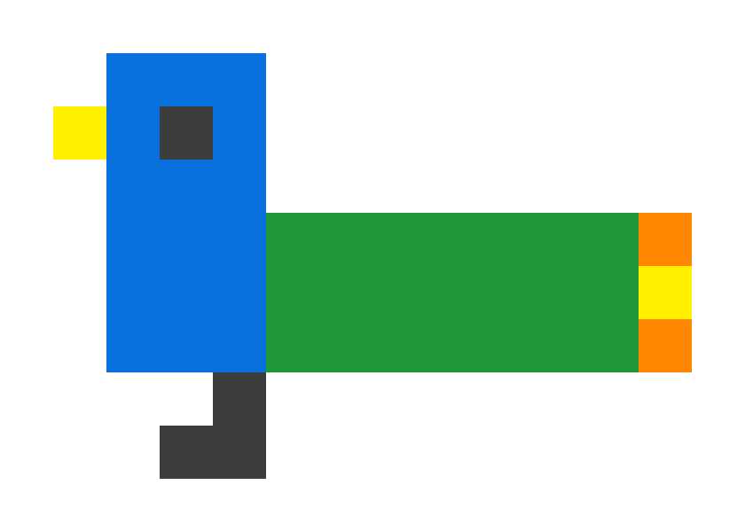 Sideways peafowl pixel images