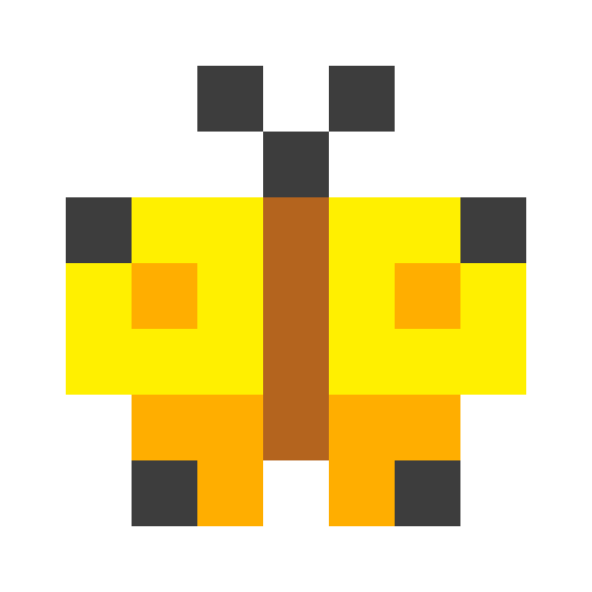 Yellow butterfly pixel images