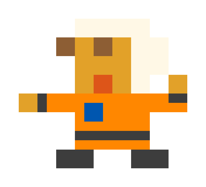 Astronaut in orange clothes pixel images